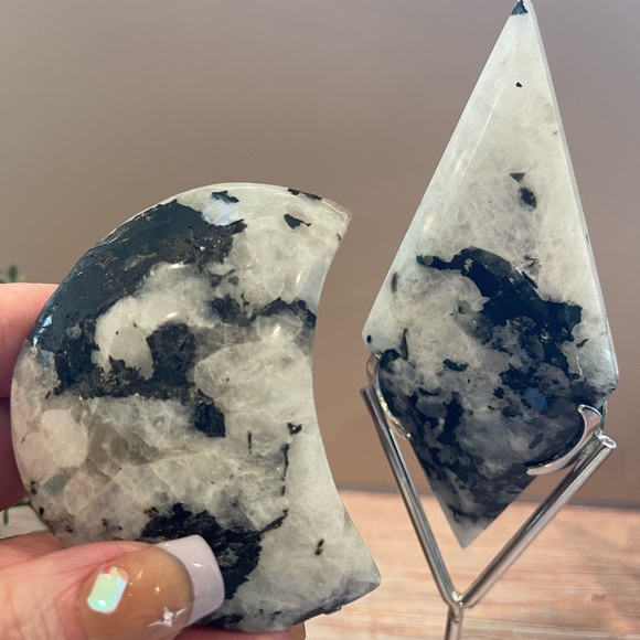 Moonstone w/ Blue Flash Moon & Diamond Bundle 282g - Picture 4 of 5